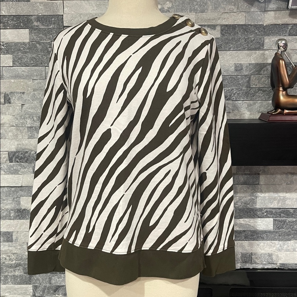 Talbots Sweatshirt Women’s M Animal Print Crew Neck Pull Over